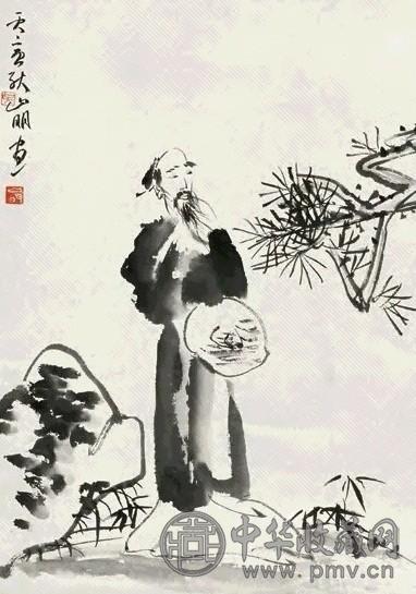 吴山明 人物 立轴 水墨纸本