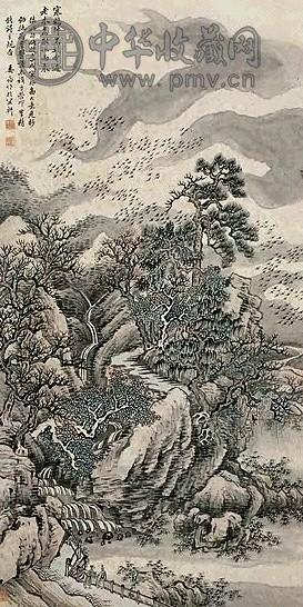 姜筠 山水 镜心