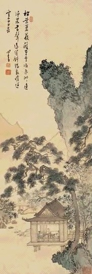 溥儒 松荫草堂 立轴 设色纸本
