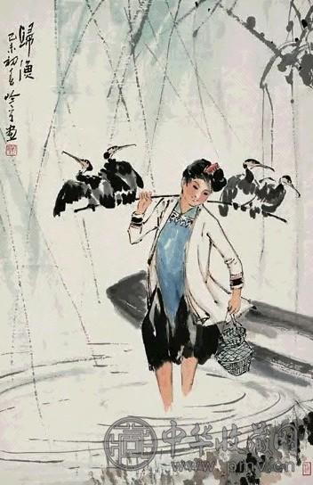 宋吟可 1979年作 归渔图 立轴 设色纸本