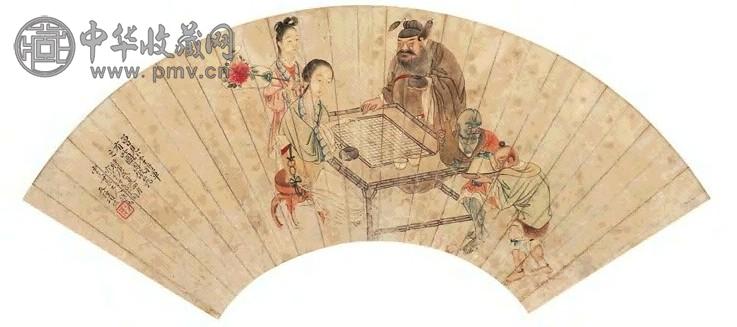 项焜 人物 扇面 设色纸本