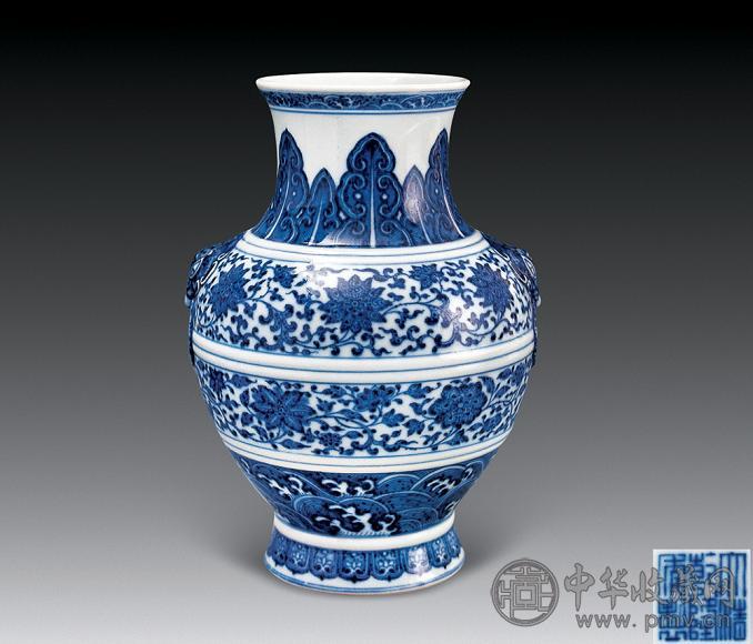 清乾隆青花缠枝莲花纹铺首尊收藏资讯|艺术家|书画家|书画名人|书法家