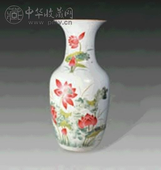 清光绪 粉彩荷花瓶