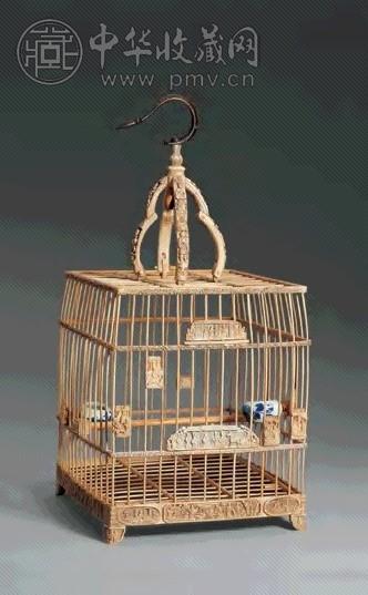 清 象牙西厢故事图鸟笼