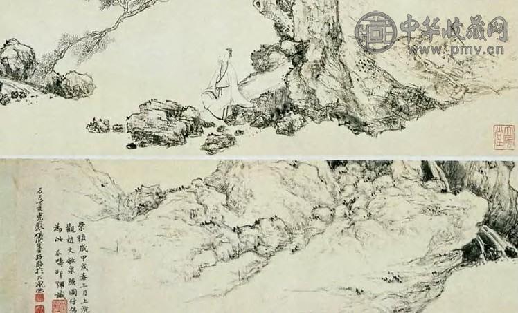 张善孖 现代 临邵僧弥山水人物 卷