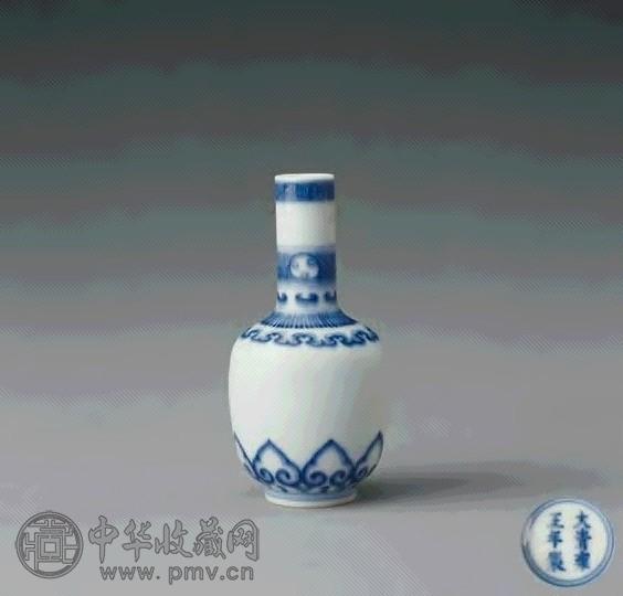 旧家蔵出『清 青花人物図搖鈴瓶 雍正年製款 染付 共