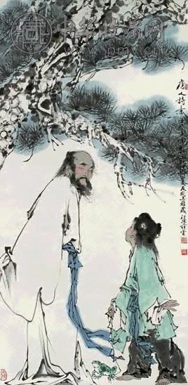 范曾 1982年作 松下问童子 立轴 设色纸本