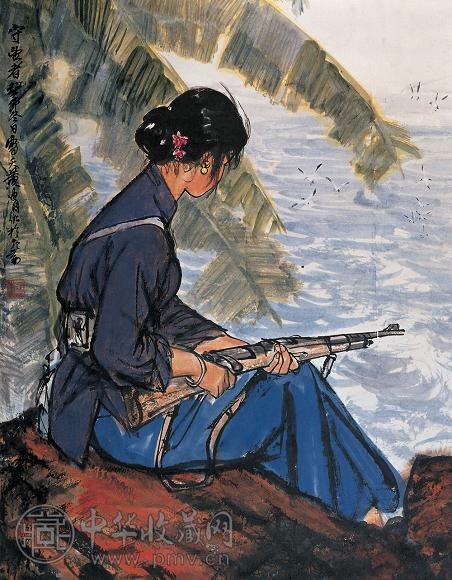 黄胄 1963年作 守望者 立轴 设色纸本