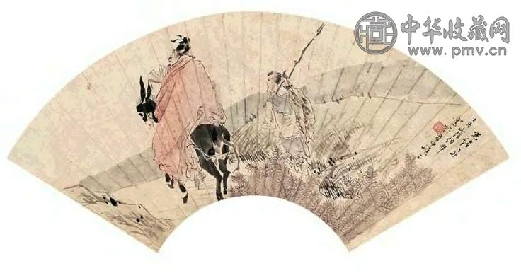 任伯年 1867年作 人物 扇面 设色纸本