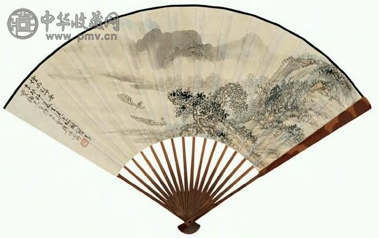 樊少云 1951年作 烟雨归舟图并草书 扇面 水墨纸本