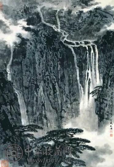 近现代 宋文治 云壑奔流 轴