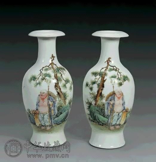 民国 粉彩人物纹瓶(1对)