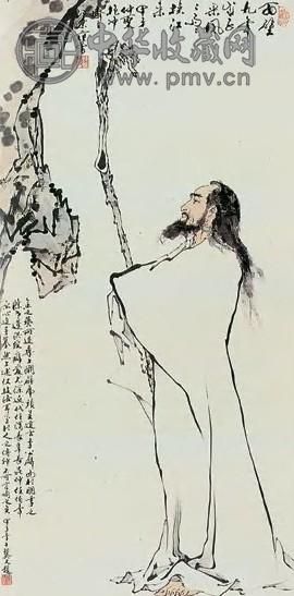 范曾 达摩面壁 轴 纸本设色