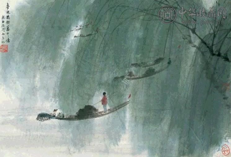 傅抱石 1965年作 春风杨柳万千条 镜心 设色纸本
