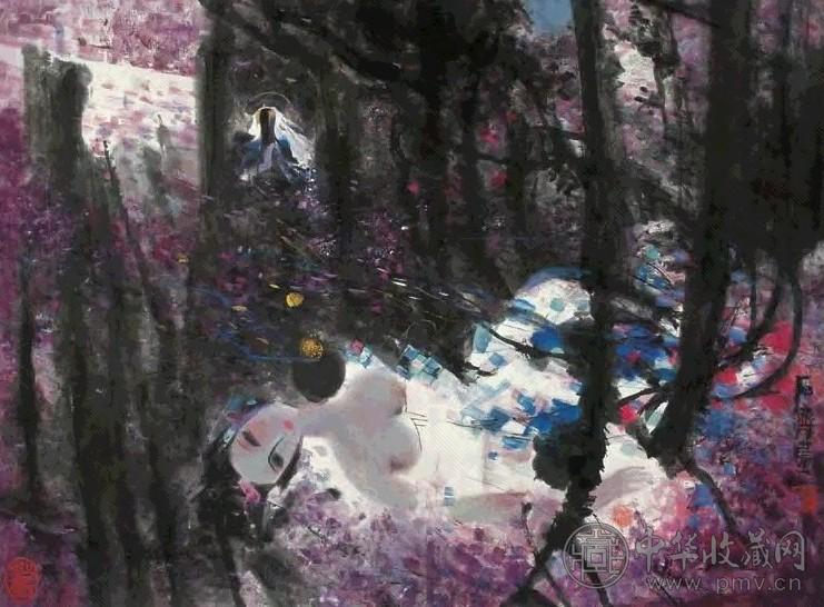 石齐 睡美人 镜心 设色纸本