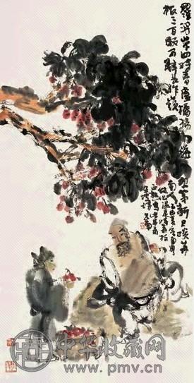 李世南 己巳(1989年)作 啖荔图 轴 设色纸本