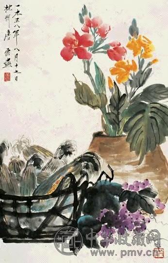 唐云 花卉 立轴 设色纸本