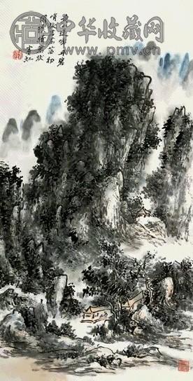 黄宾虹 黄山莲峰 立轴 设色纸本