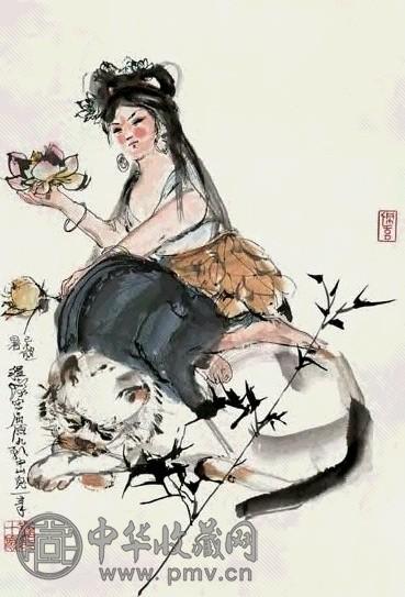 近现代 程十发 山鬼 轴