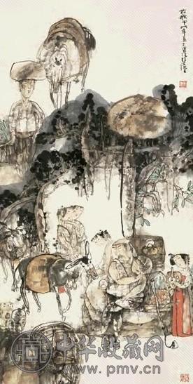 施大畏 甲戌(1994)年作 牧歌 立轴 设色纸本