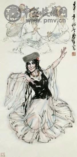 近现代 黄冑 新疆舞 镜片