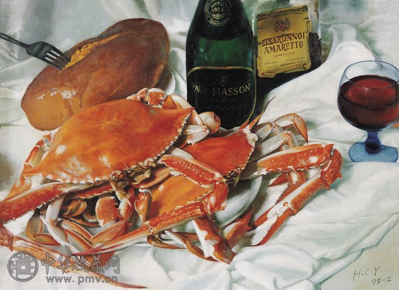 何翀鹰 有螃蟹的静物 布面油画
