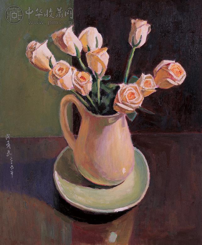 闵希文 花卉 布面 油画