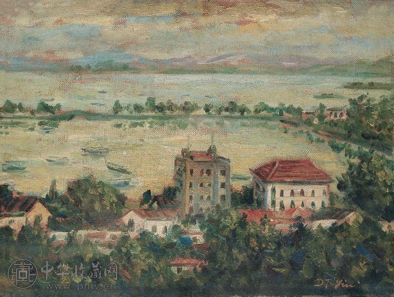 林达川 西湖苏堤 布面 油画