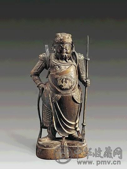 清 木雕关公站像