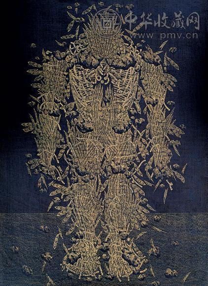 陈龙 2000年作 遗落荒原的魂 纸本 绝版木刻版画