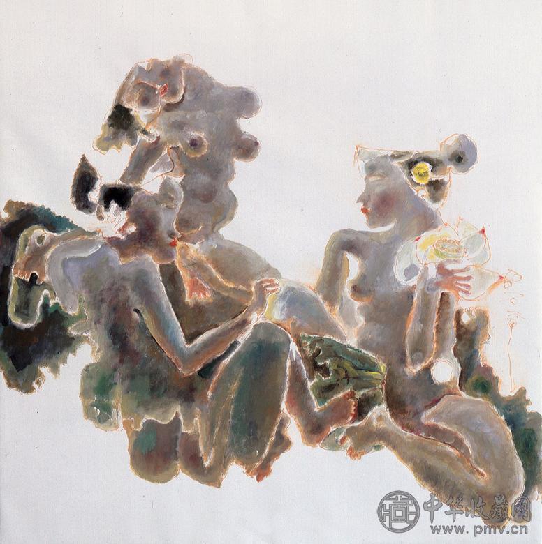 石虎 1996年作 荷梦图 布面 油画