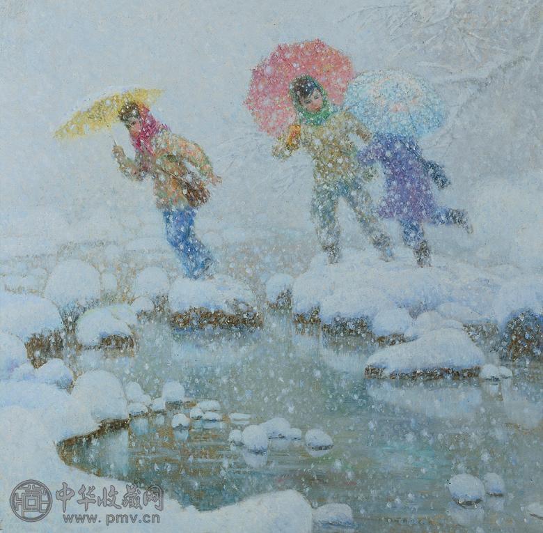 柳青 瑞雪 布面油画