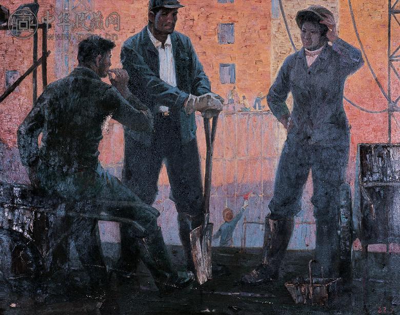 杨浩石 1982年作 建设者 油彩 布面