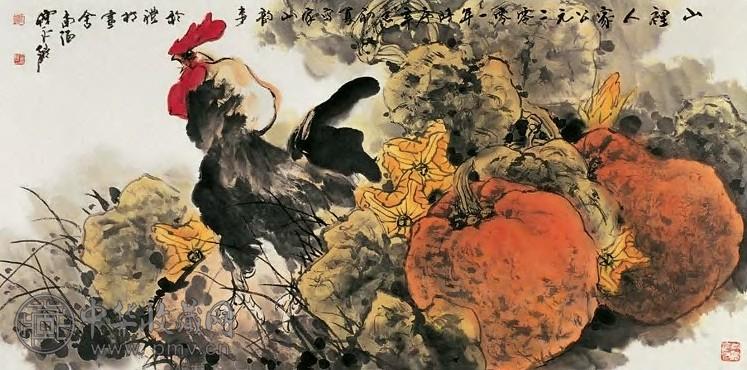 陈永锵 辛巳(2001年)作 山里人家 镜心 设色纸本
