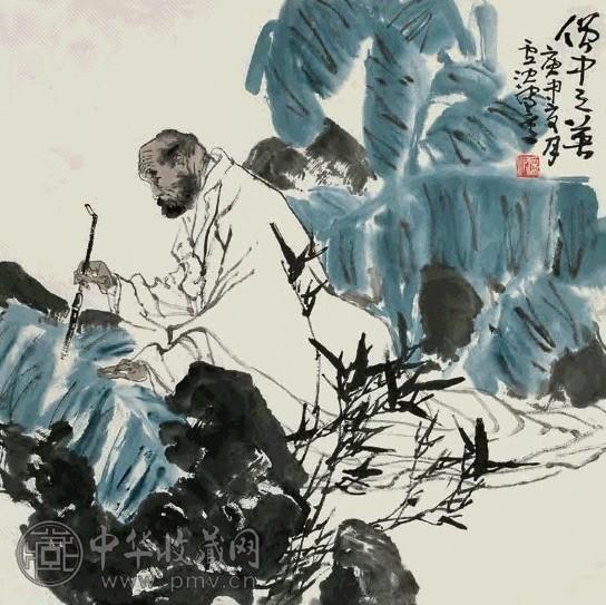 卢沉 1980年作 僧中之英 镜心 设色纸本