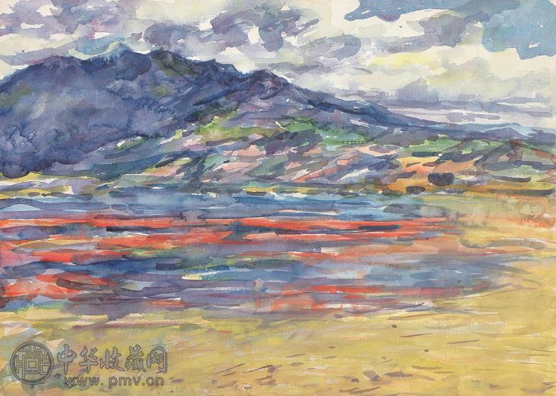 李犁 湖泊 水彩