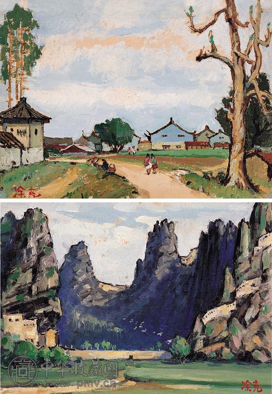 凃克 村头 陆川大坑寨 油画 画布