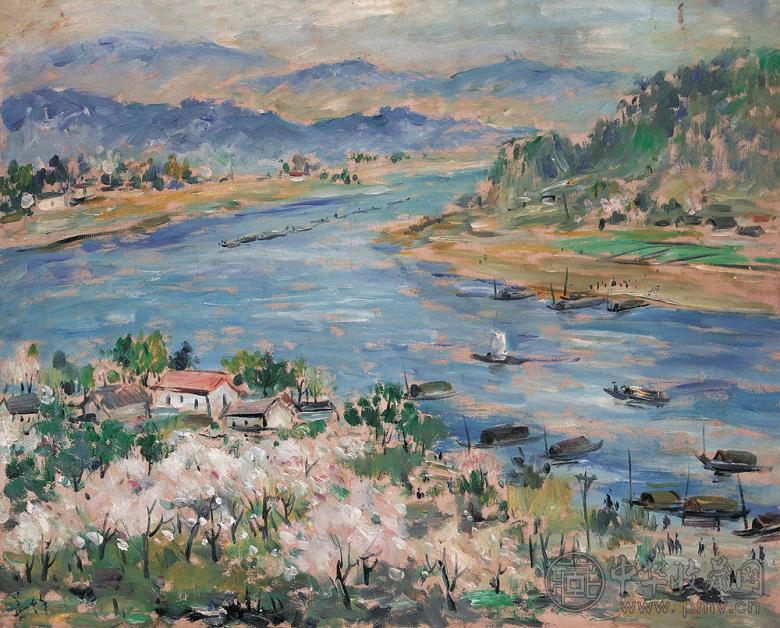 胡善馀 70年代 运河 布面 油画