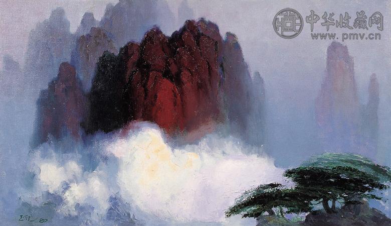 梁玉龙 山光水色 布面油画