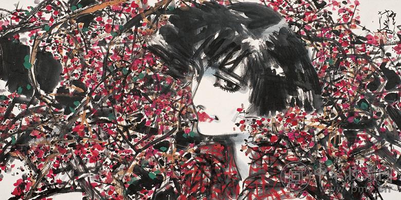 林墉 2001年作 少女 镜心 设色纸本