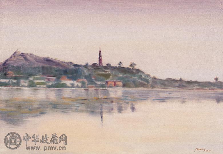 黄庆 西湖风景 布面油画