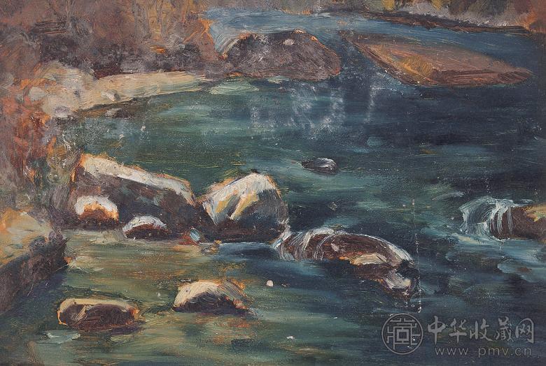 石熙满 风景 纸本 油画