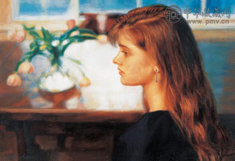 陈逸飞 约80年代作 阳光少女 油彩 布面