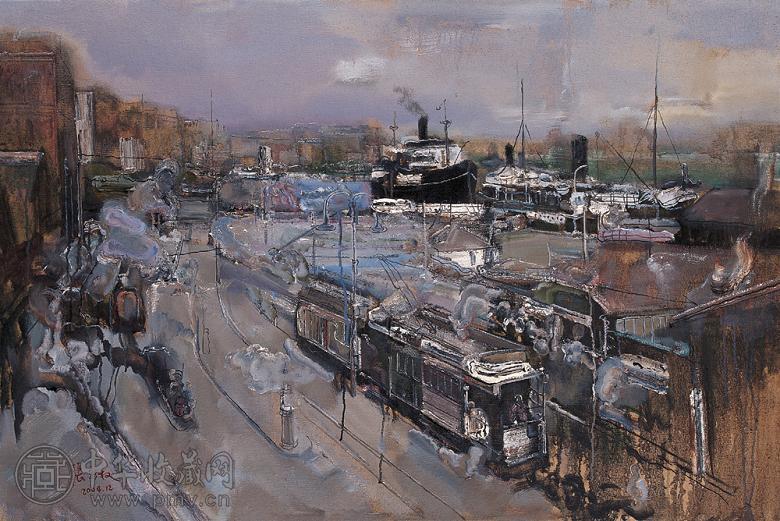 张新权 2004年 有轨电车 布面 油画
