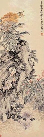 陈摩 花卉 立轴