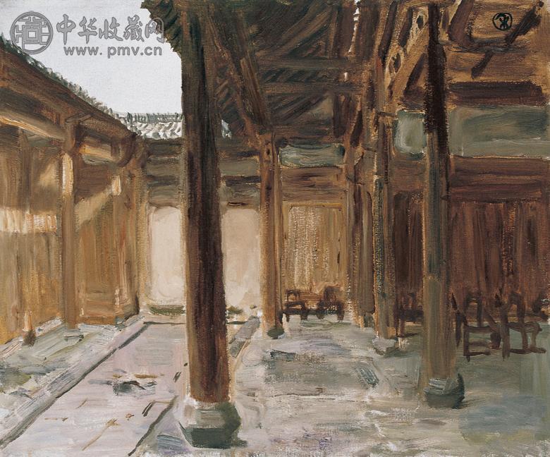 戴士和 2003年作 屏山祠堂 布面 油画