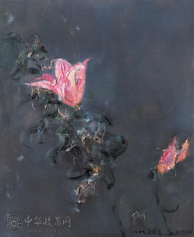 周春芽 1997年作 百合花 油彩 布面