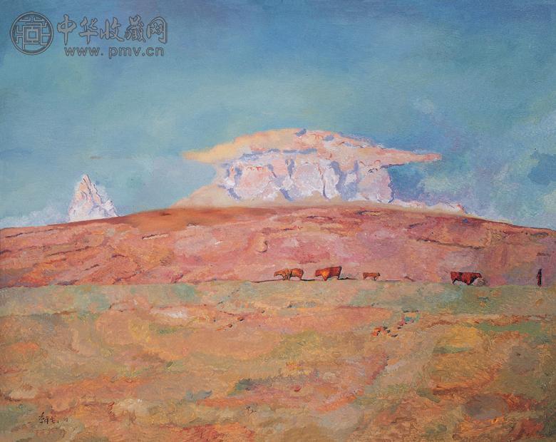 朝戈 草原的云 布面 油画