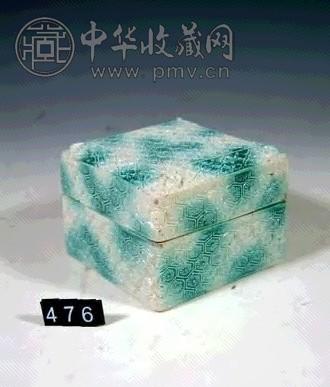 清光绪 吹釉雕瓷印盒