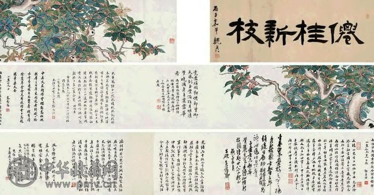 文如球 1859年 僊桂新枝 手卷 设色纸本